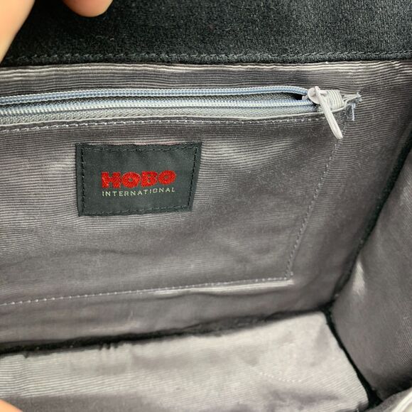 Hobo International Black Fabric Patent Leather Purse Handbag Flap Front - Picture 13 of 14